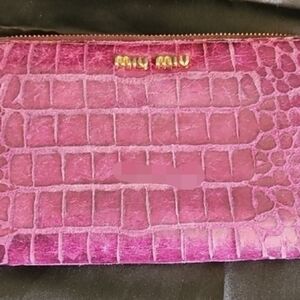 Miu Miu Vibrant Purple Croc-Embossed Wallet